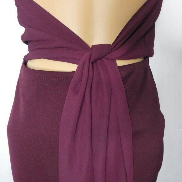 ASOS Halter Midi Dress Tie Open Back Burgundy 6 - Picture 7 of 8